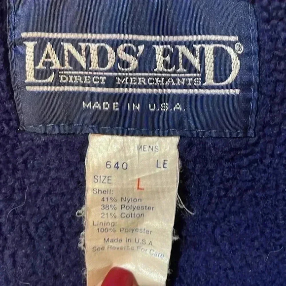 Lands’ End Men’s Large Red Fleece Lined Full Zip Vest Windbreaker Jacket - Picture 6 of 9